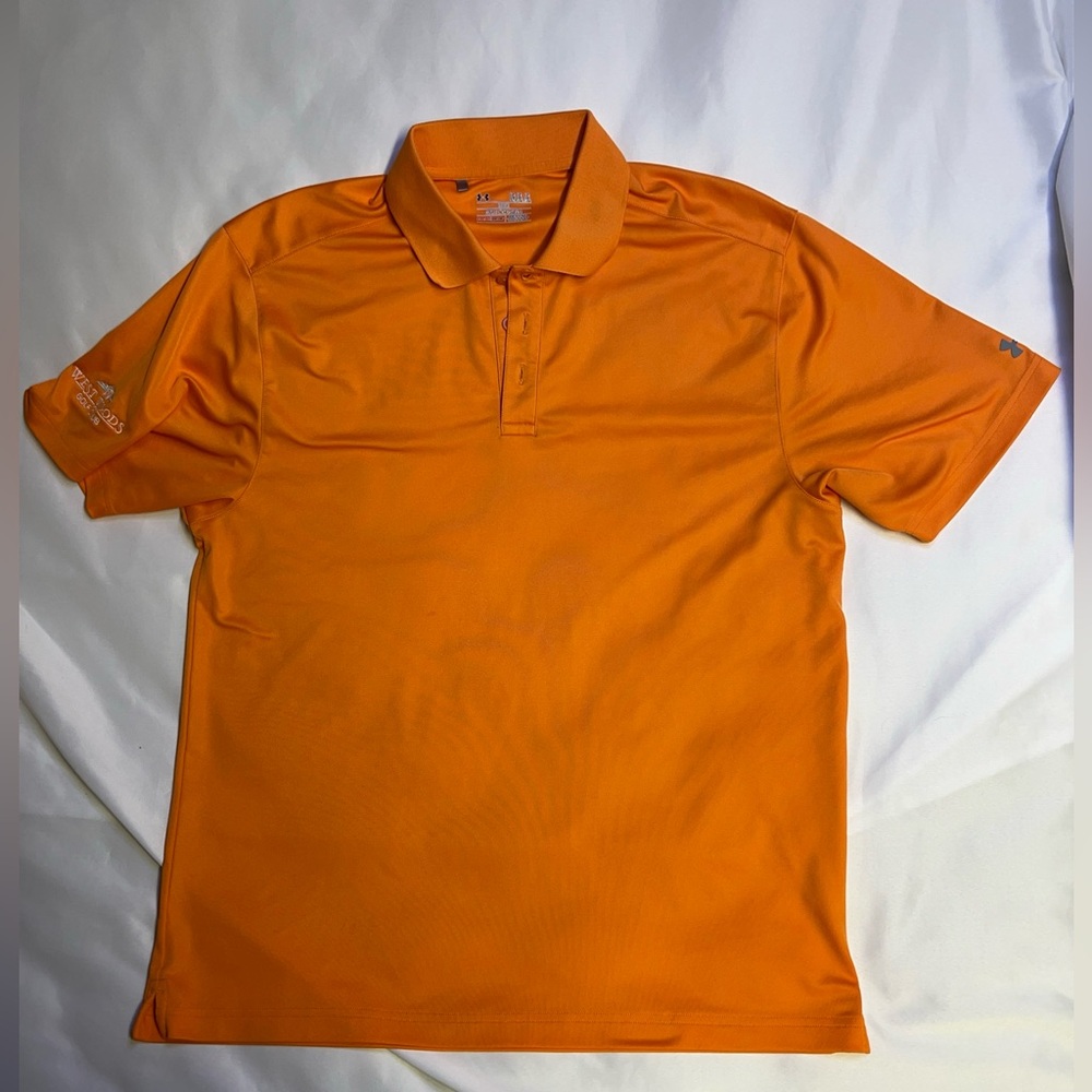 Sale!!Under Armour Polo Shirt Mens Orange Large HeatGear West Woods Golf club